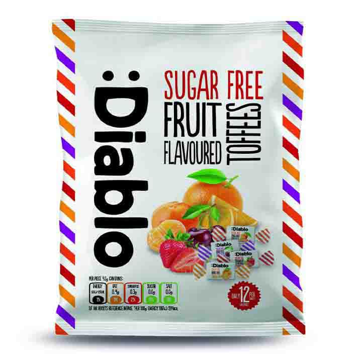 Diablo Sugar Free Fruit Toffee Sweets 75G